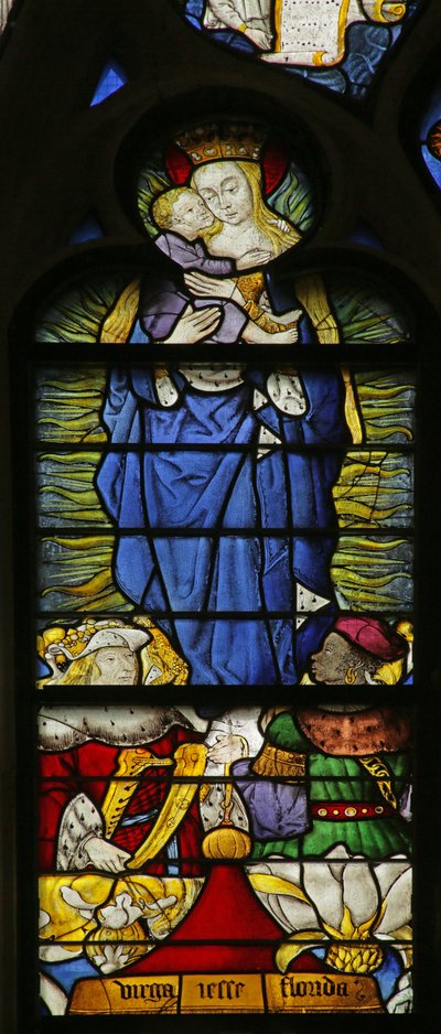 Window depicting the Virgin and Child on the Tree of Jesse with King David by French School